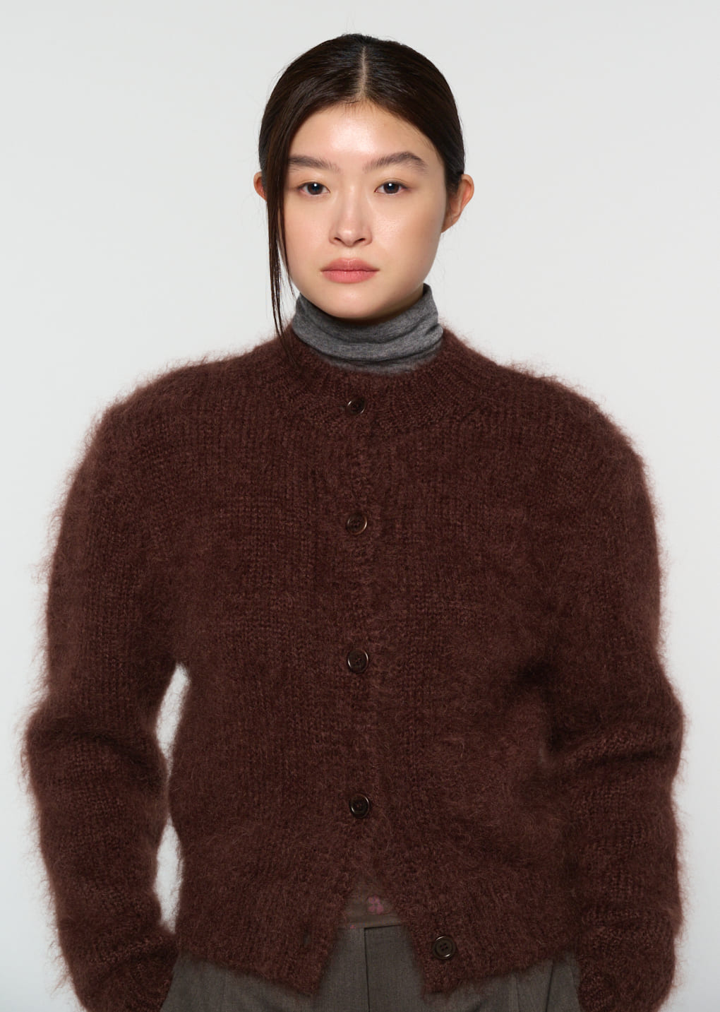 Amomento - mohair bulky cardigan (Brown) product image 5 | TRAB K-Fashion Australia