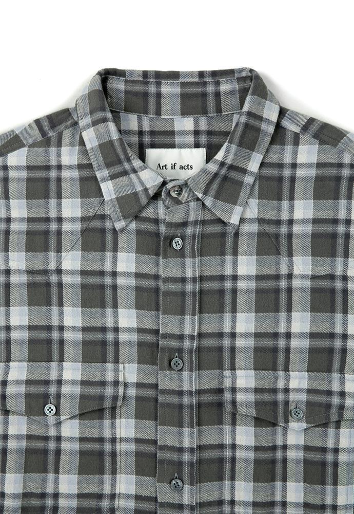 Art if acts - Washed Check Western Shirt (Khaki/Grey) product image 10 | TRAB K-Fashion Australia