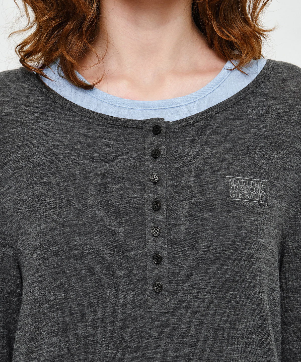 Marithe & Francois Girbaud - Henley Neck Layered Long Sleeve Tee (Charcoal) product image 4 | TRAB K-Fashion Australia