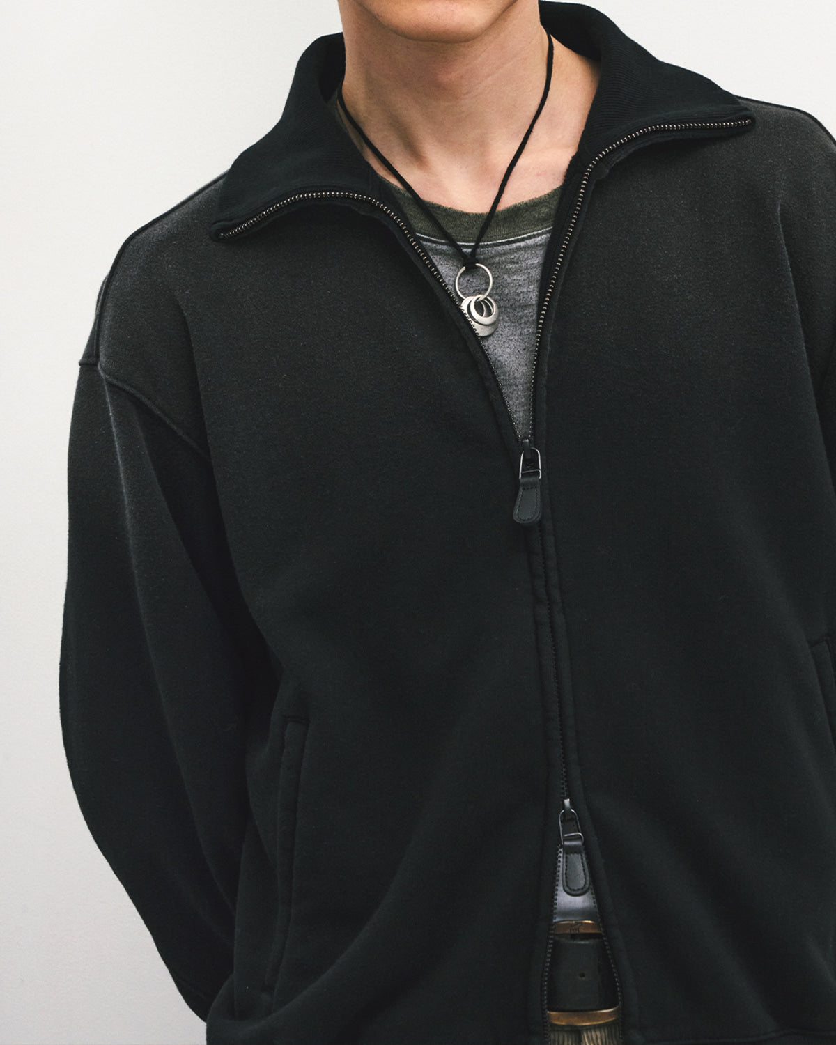 Eastlogue - Flight Zip Up Sweat (Bleached Black) product image 3 | TRAB K-Fashion Australia