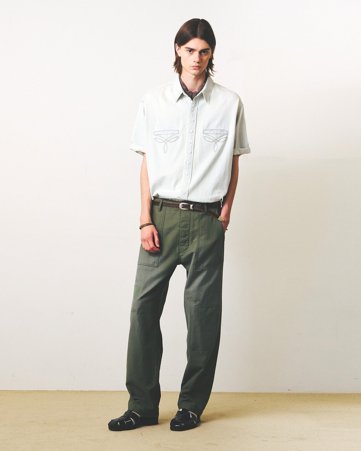 Eastlogue - Antique Country Half Shirts (Light Indigo) product image 4 | TRAB K-Fashion Australia