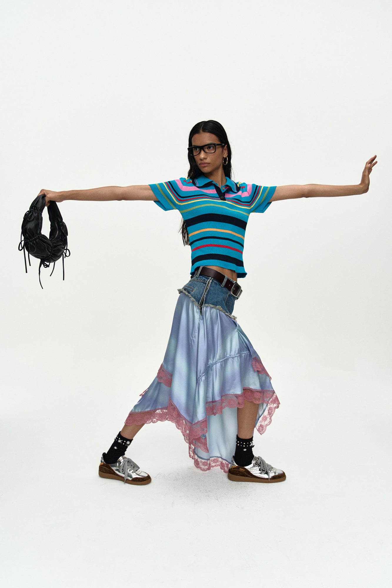 Andersson Bell - Multi-Color Stripe Knit Polo Top (Blue/Red) product image 5 | TRAB K-Fashion Australia
