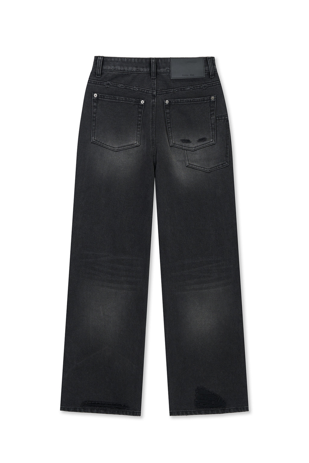 Matin Kim - Back Pocket Patch Destroyed Denim Pants (Black) product image 2 | TRAB K-Fashion Australia