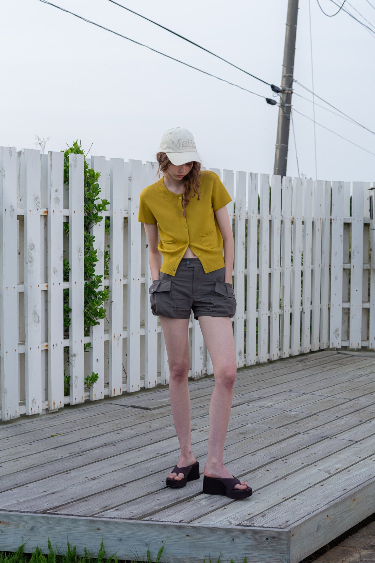 Matin Kim - Pocket Point Half Cardigan (Olive) product image 7 | TRAB K-Fashion Australia