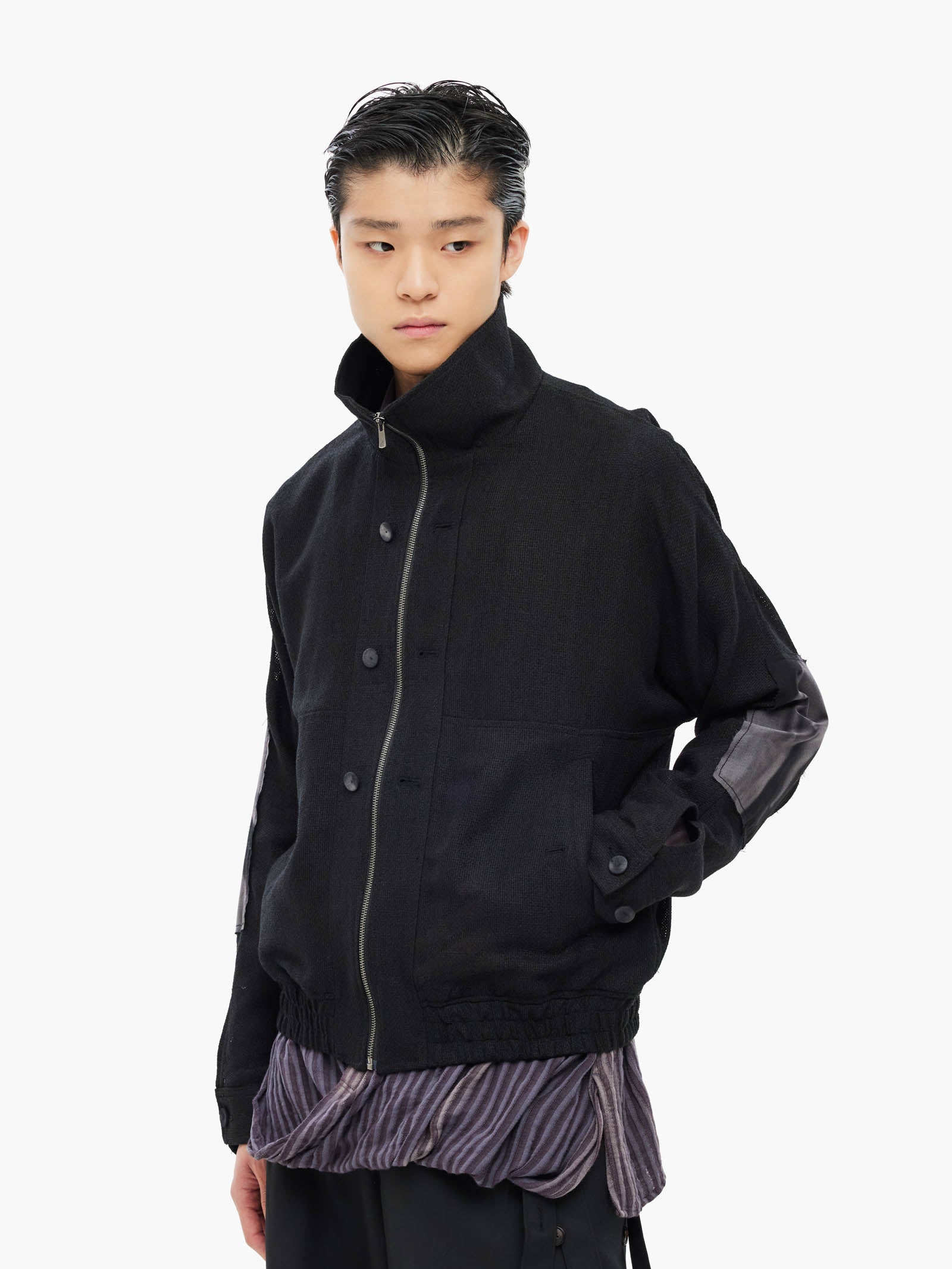 Jiyong Kim - Sun-Bleached Double Front Jacket (Black) product image 2 | TRAB K-Fashion Australia