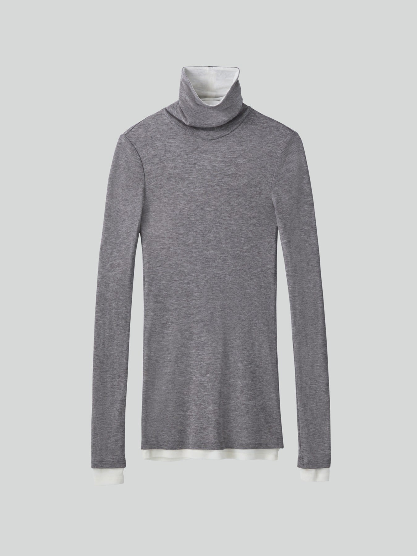 Recto - Contrast Wool Jersey Turtleneck (Melange Grey) product image 1 | TRAB K-Fashion Australia