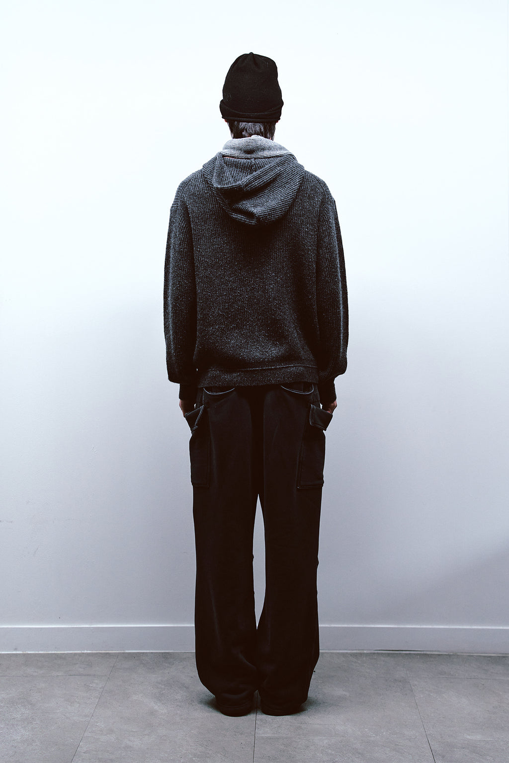 Deinet - Basic Logo Knit Hoodie (Charcoal) product image 3 | TRAB K-Fashion Australia