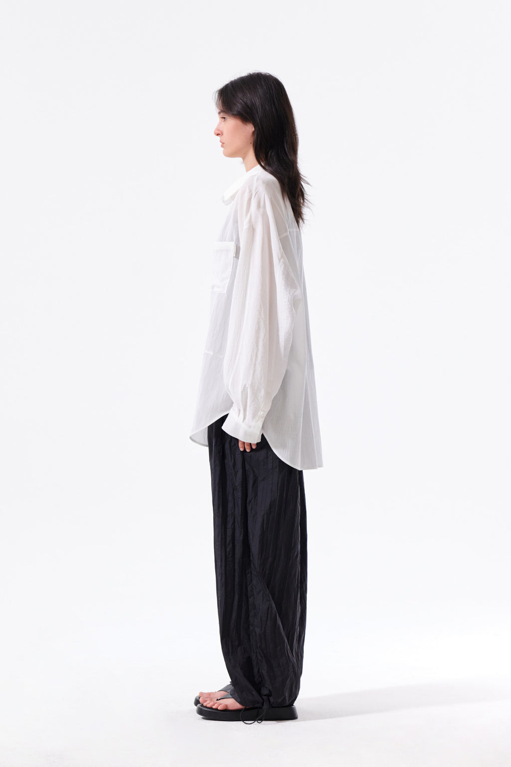 Matin Kim - Nylon Crinkle Wide Pants (Black) product image 6 | TRAB K-Fashion Australia