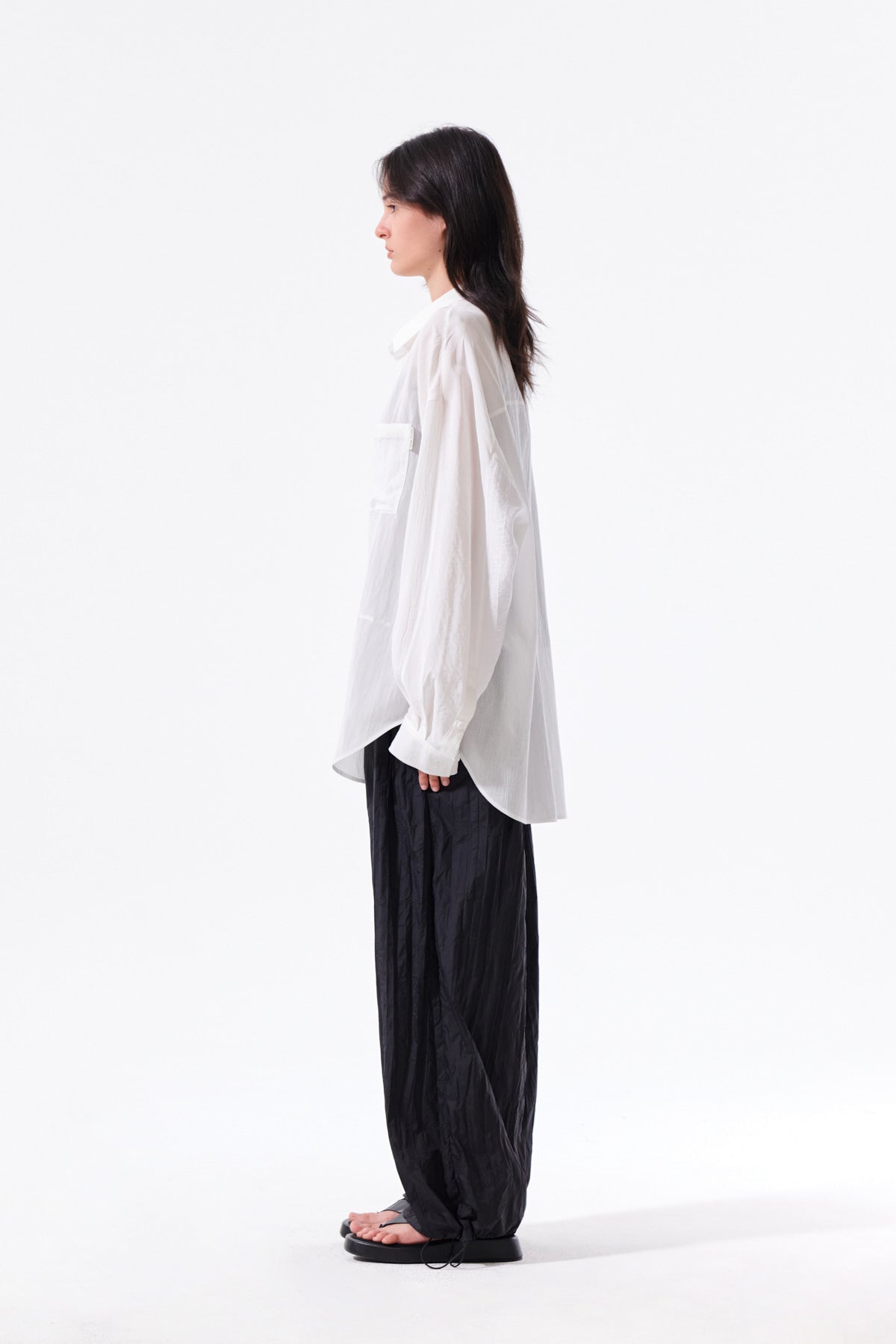 Matin Kim - Nylon Crinkle Wide Pants (Black) product image 6 | TRAB K-Fashion Australia