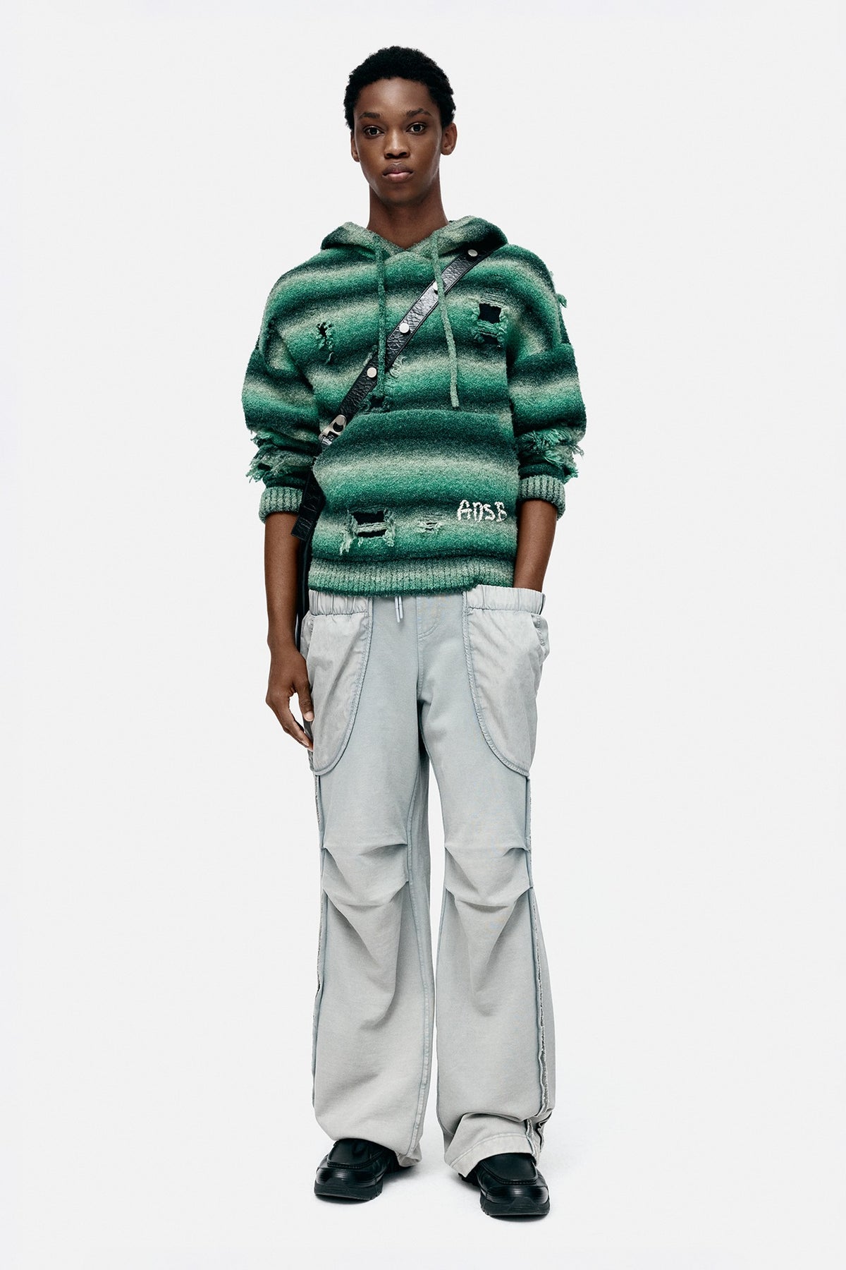 Andersson Bell - Unisex Gradient Distressed Hoodie (Green) product image 1 | TRAB K-Fashion Australia