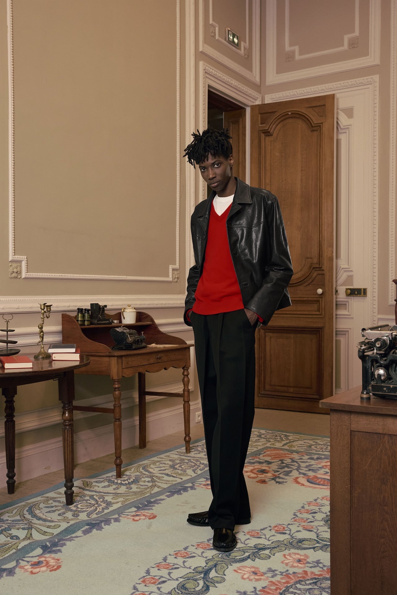 STU - Pin Tuck V-neck Knit (Red) product image 9 | TRAB K-Fashion Australia