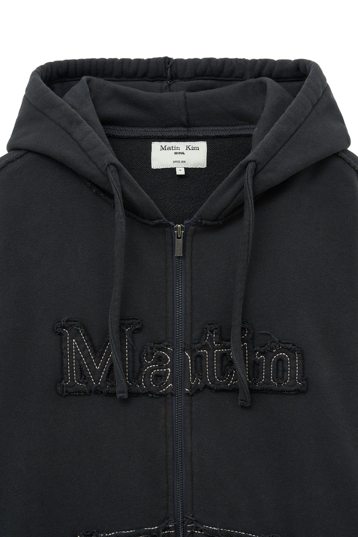 Matin Kim - Raw Cut Applique Hoody Zip Up (Charcoal) product image 4 | TRAB K-Fashion Australia