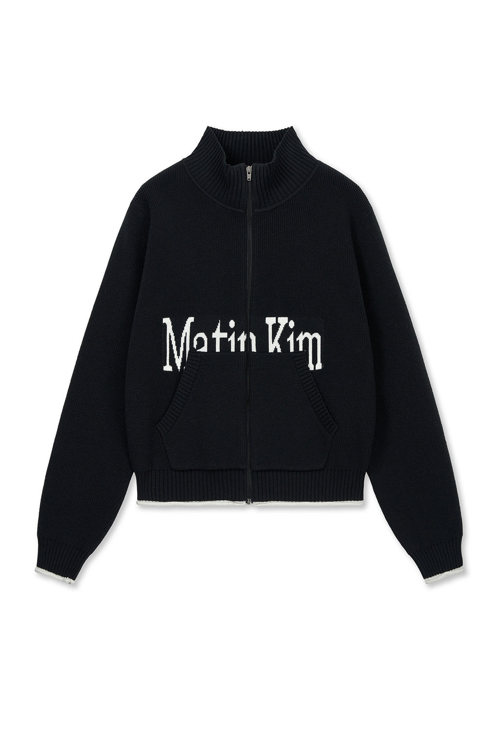 Matin Kim - Matin Spell Point Knit Zip Up (Black) product image 1 | TRAB K-Fashion Australia