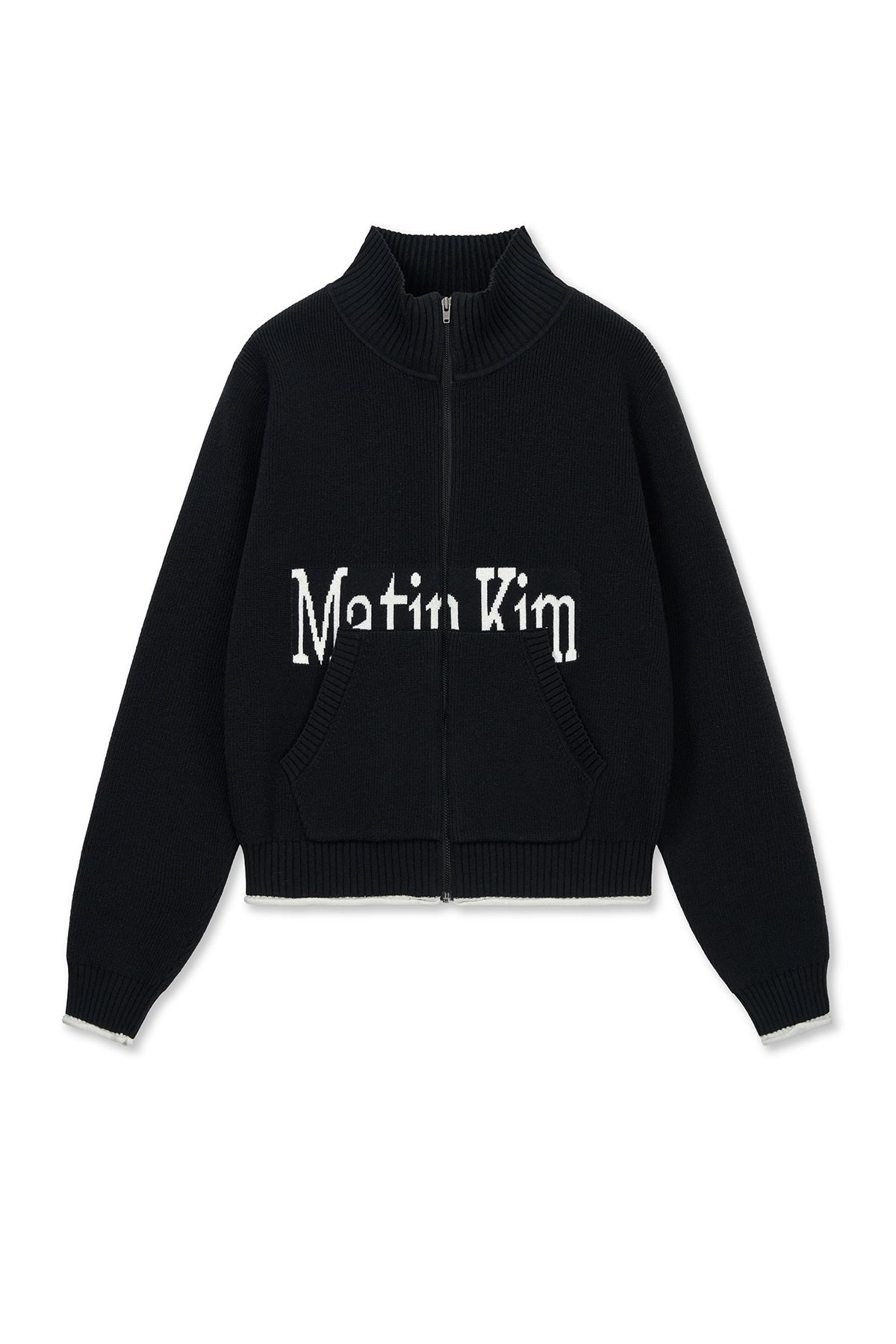 Matin Kim - Matin Spell Point Knit Zip Up (Black) product image 1 | TRAB K-Fashion Australia