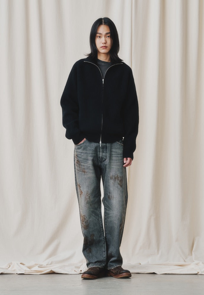 Art if acts - Cashmere Full Zip-up Jacket (Black) product image 1 | TRAB K-Fashion Australia