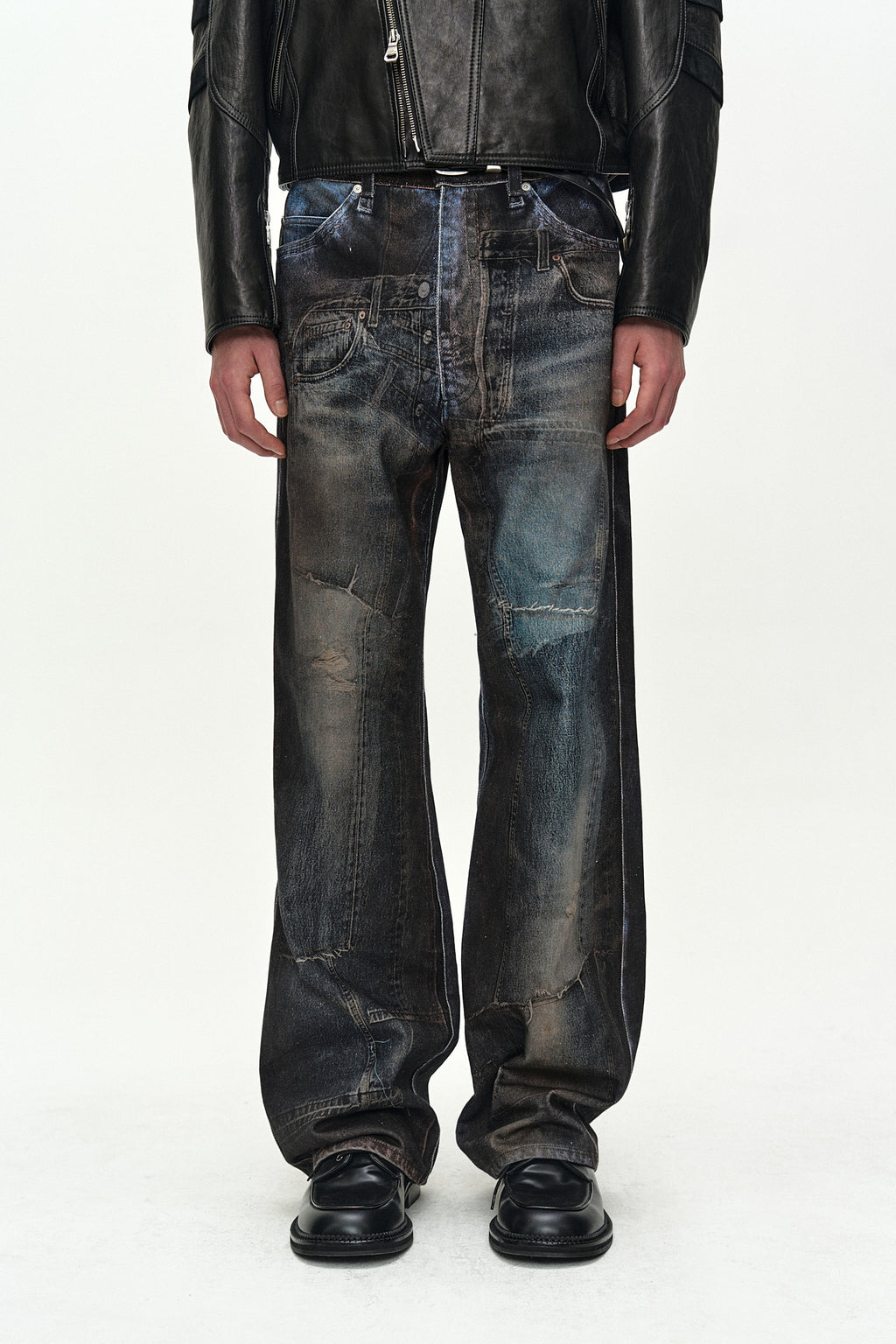 Andersson Bell - Unisex Illusion Patchwork Trompe L'oeil Jeans (blue) (Blue) product image 5 | TRAB K-Fashion Australia