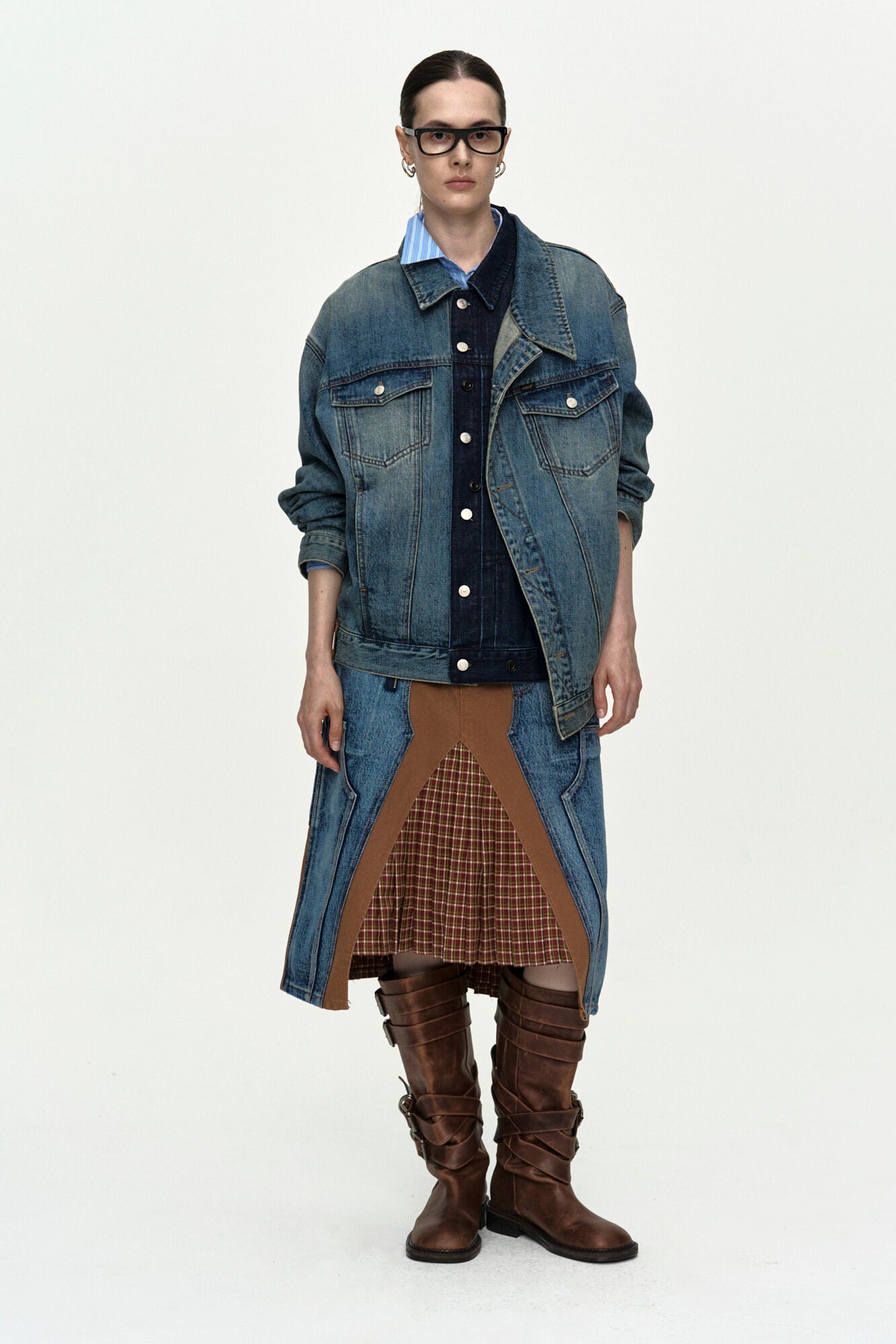 Andersson Bell - Unisex Asymmetric Layered Denim Jacket (Blue) product image 2 | TRAB K-Fashion Australia