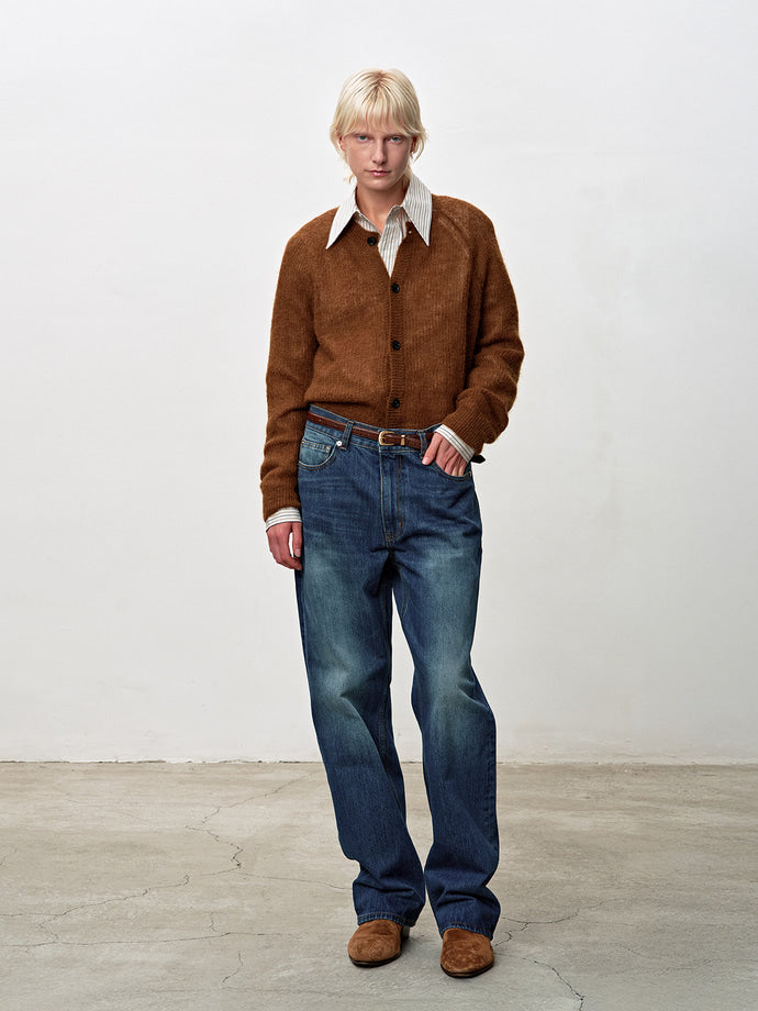 Tonywack - Wool And Mohair Ribbed Mesh Cardigan (Camel) product image 1 | TRAB K-Fashion Australia