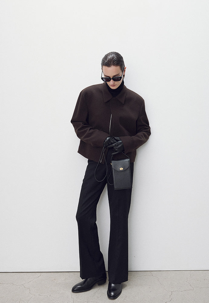 Tonywack - Virgin Wool Cropped Blouson Jacket (Dark Brown) product image 7 | TRAB K-Fashion Australia