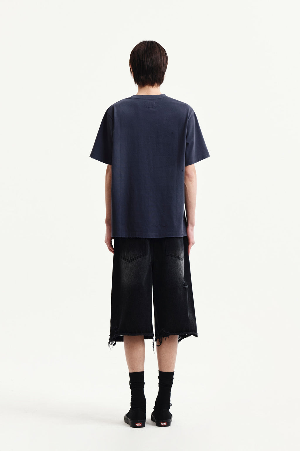 Matin Kim - Spray Washed Lettering Damaged Top (Navy) product image 12 | TRAB K-Fashion Australia