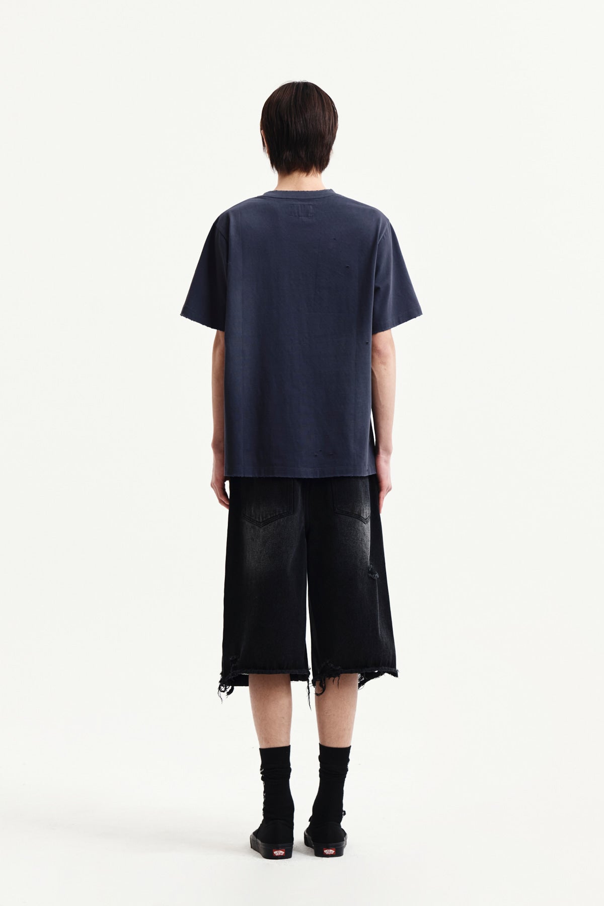 Matin Kim - Spray Washed Lettering Damaged Top (Navy) product image 12 | TRAB K-Fashion Australia