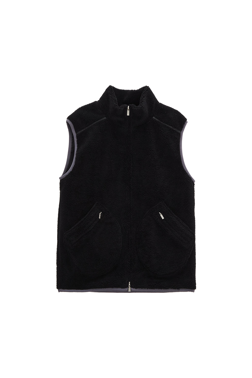 Matin Kim - Round Pocket Fleece Vest (Black) product image 1 | TRAB K-Fashion Australia