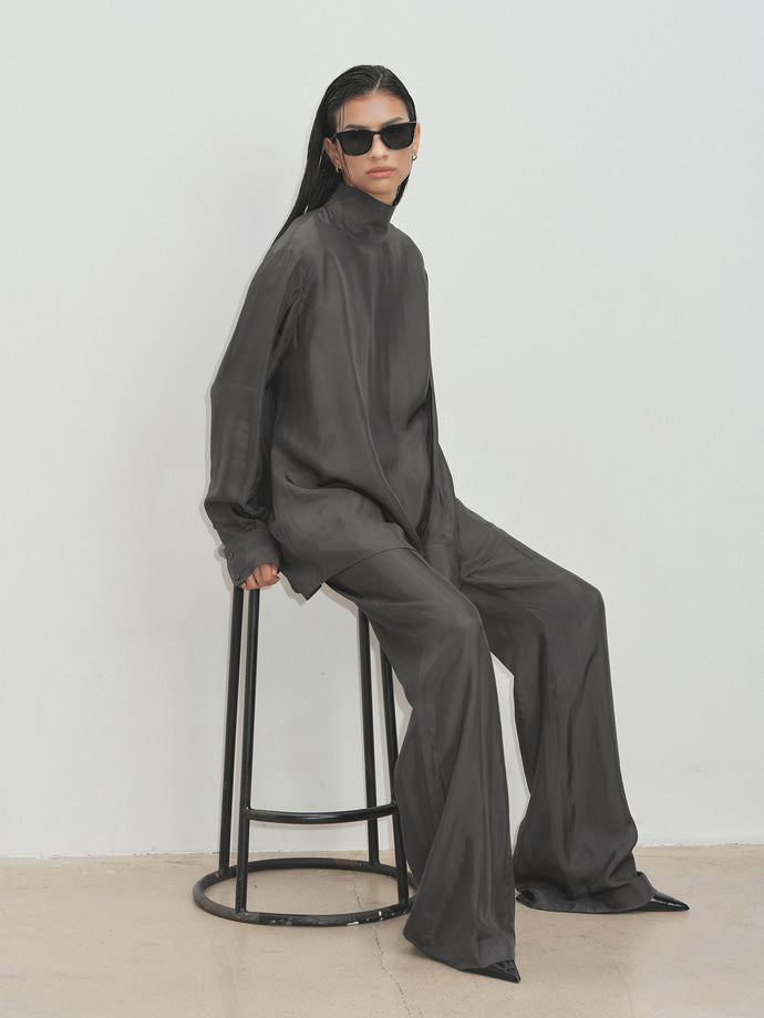 Tonywack - Liquid Oversized High Neck Top (Grey Khaki) product image 3 | TRAB K-Fashion Australia