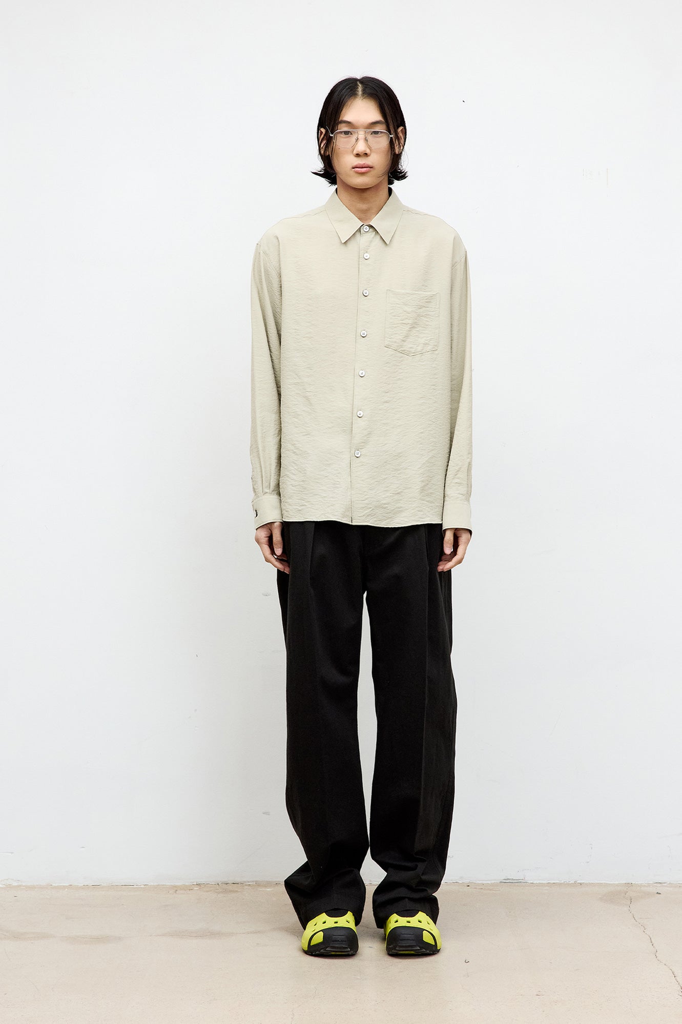 Coor - Washed Linene Blend Button Point Chino Trousers (Black) product image 2 | TRAB K-Fashion Australia