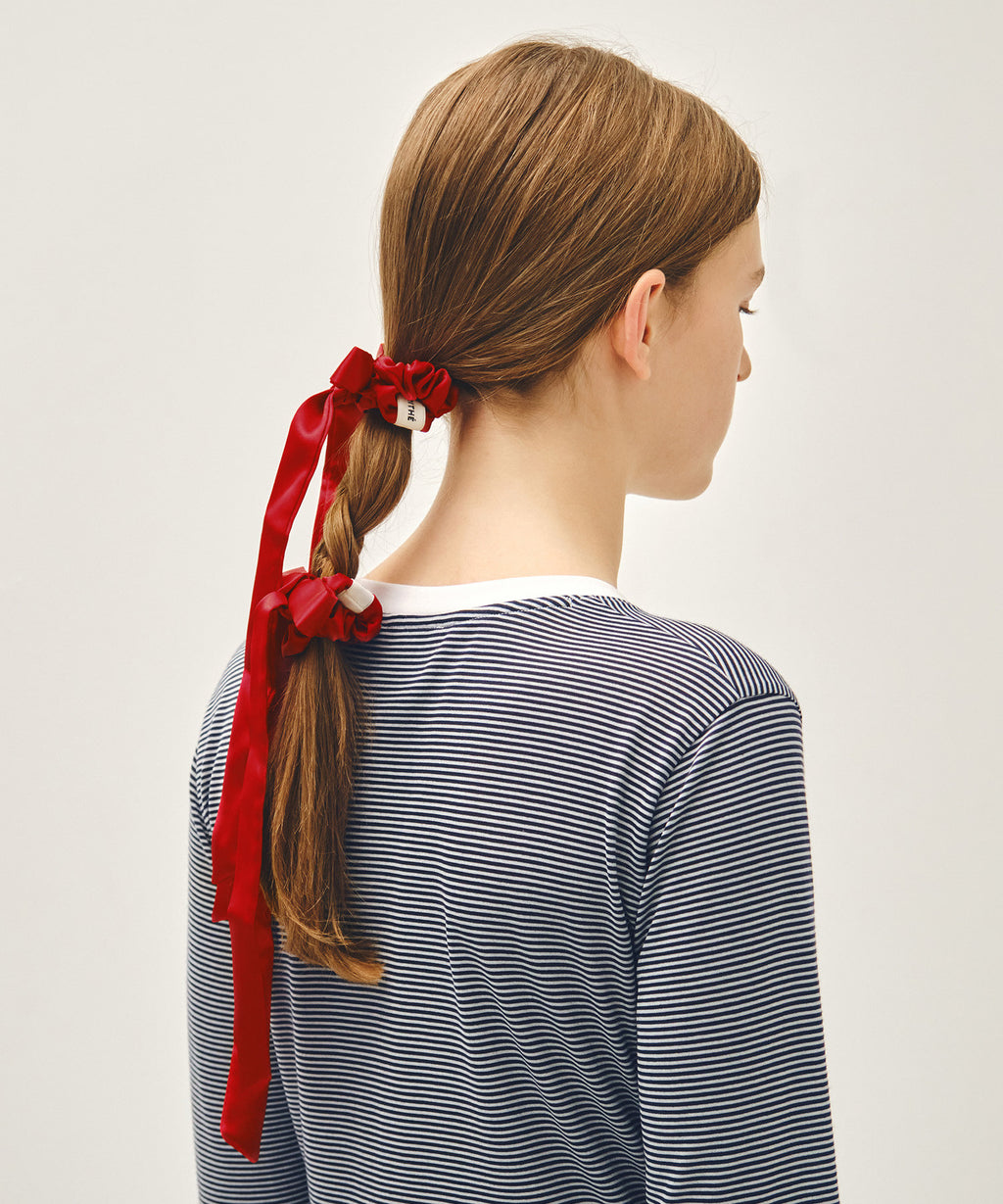 Marithe & Francois Girbaud - Regular Logo Satin Hair Ribbon Scrunchie 2pack (Red) product image 5 | TRAB K-Fashion Australia
