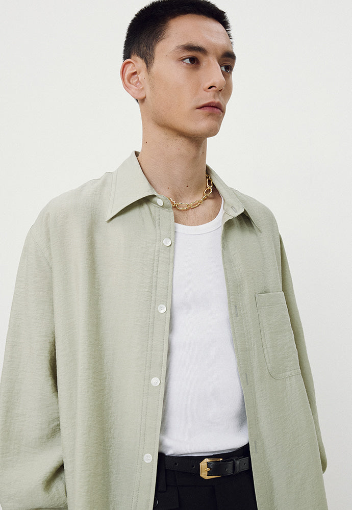 Tonywack - Silk Tencel Brushed Shirt (Pale Green) product image 4 | TRAB K-Fashion Australia