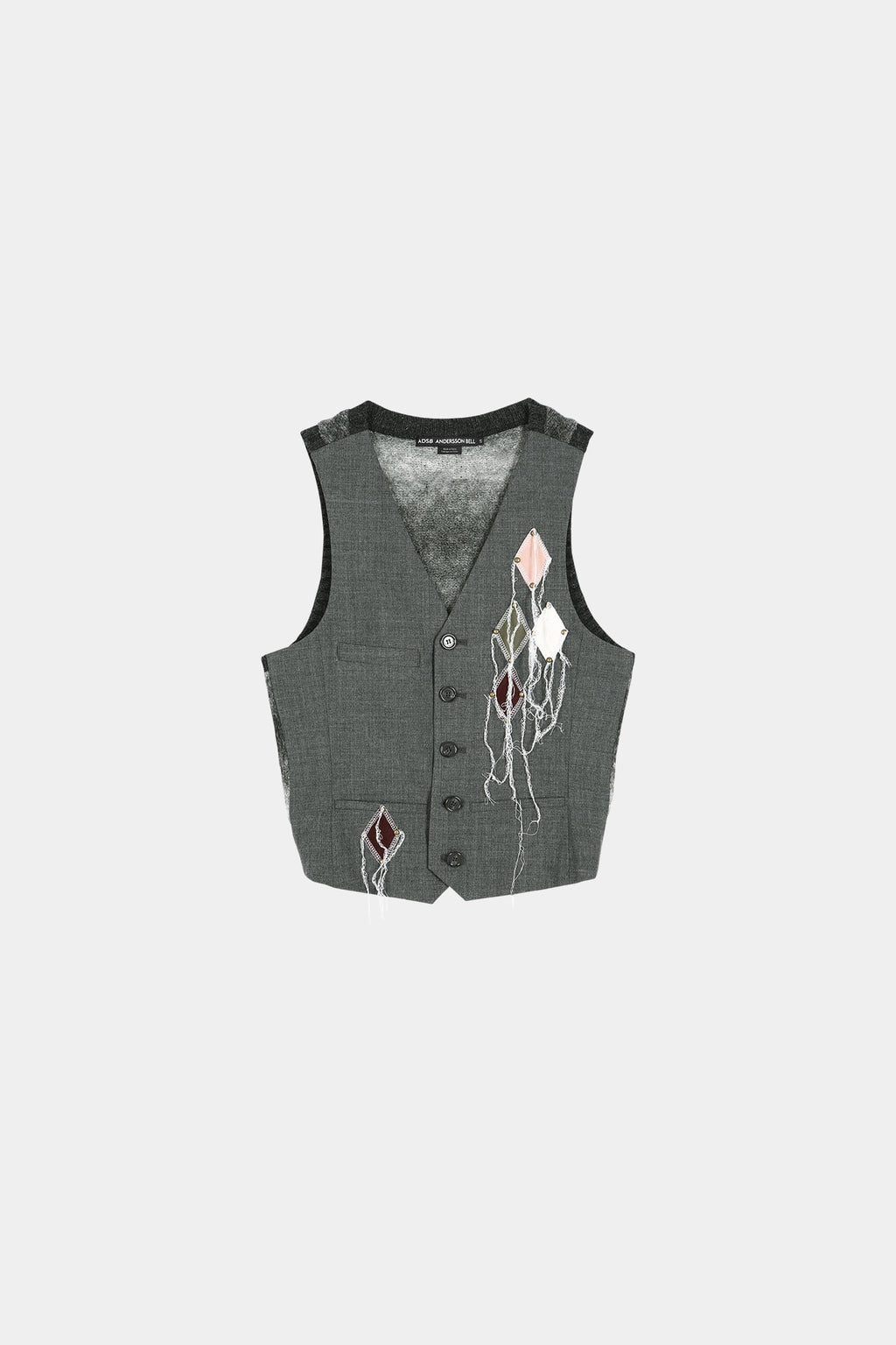 Andersson Bell - Back Knit Argyle Patched Vest (Grey) product image 11 | TRAB K-Fashion Australia