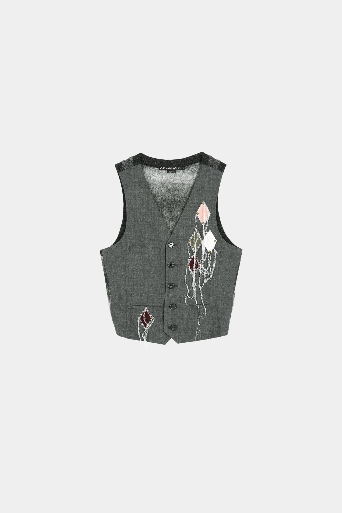 Andersson Bell - Back Knit Argyle Patched Vest (Grey) product image 11 | TRAB K-Fashion Australia