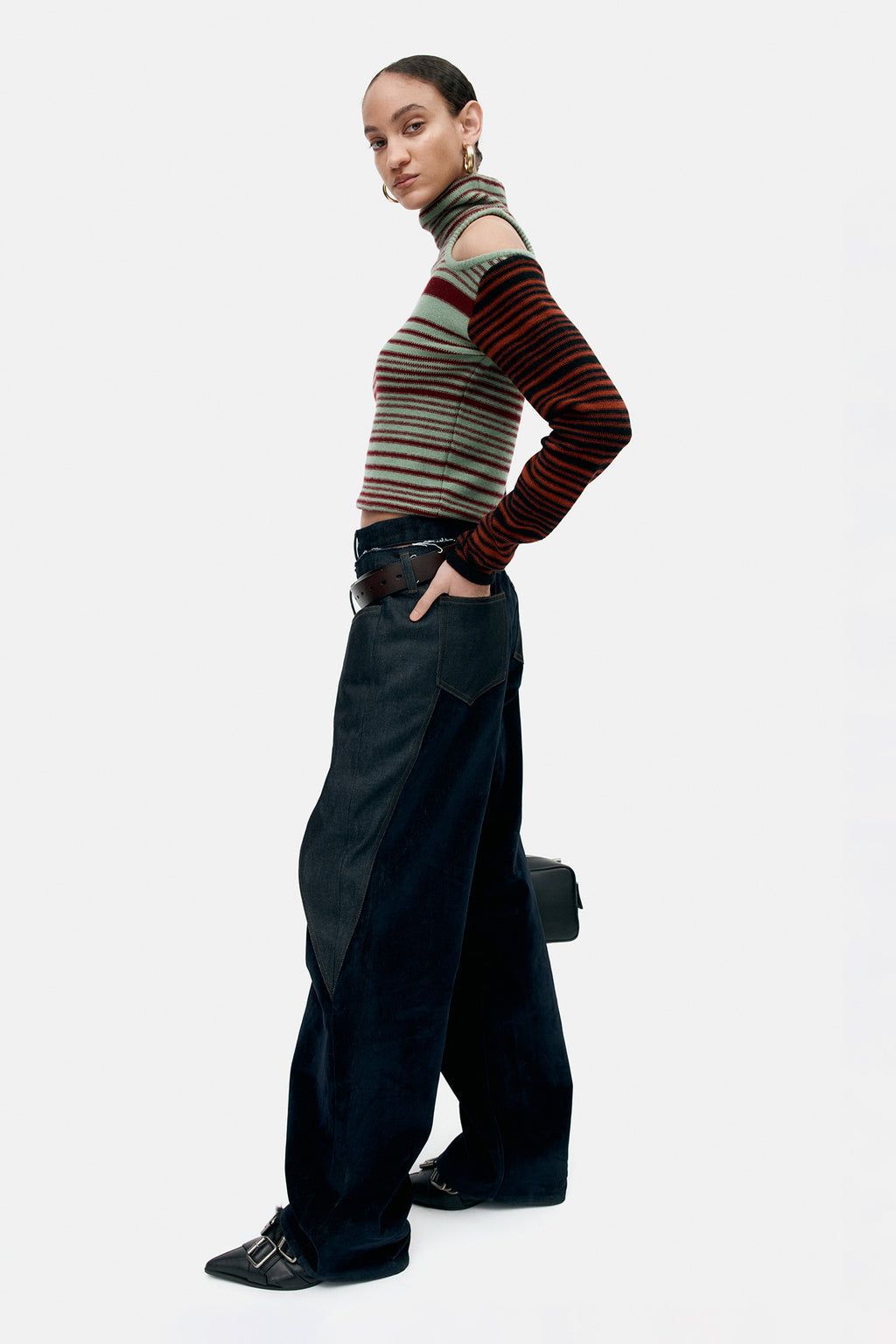 Andersson Bell - Elodie Multi Stripe Cut-Out Top (Green) product image 3 | TRAB K-Fashion Australia