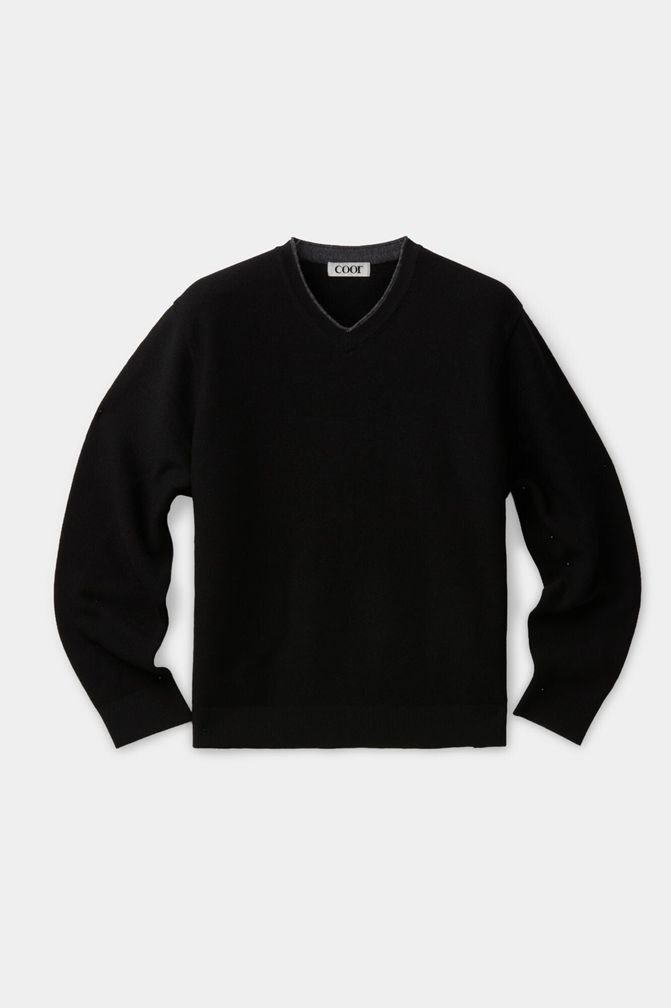 Coor - V-Neck Merino Wool Layered Sweater (Black) product image 1 | TRAB K-Fashion Australia