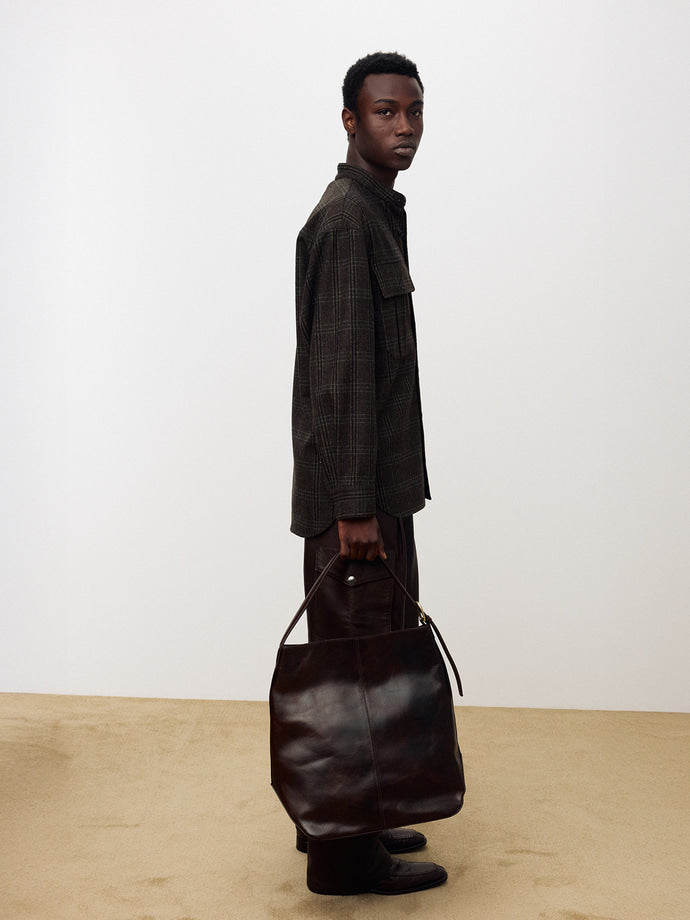 Tonywack - Checked Wool Oversized Shirt (Dark Brown) product image 5 | TRAB K-Fashion Australia