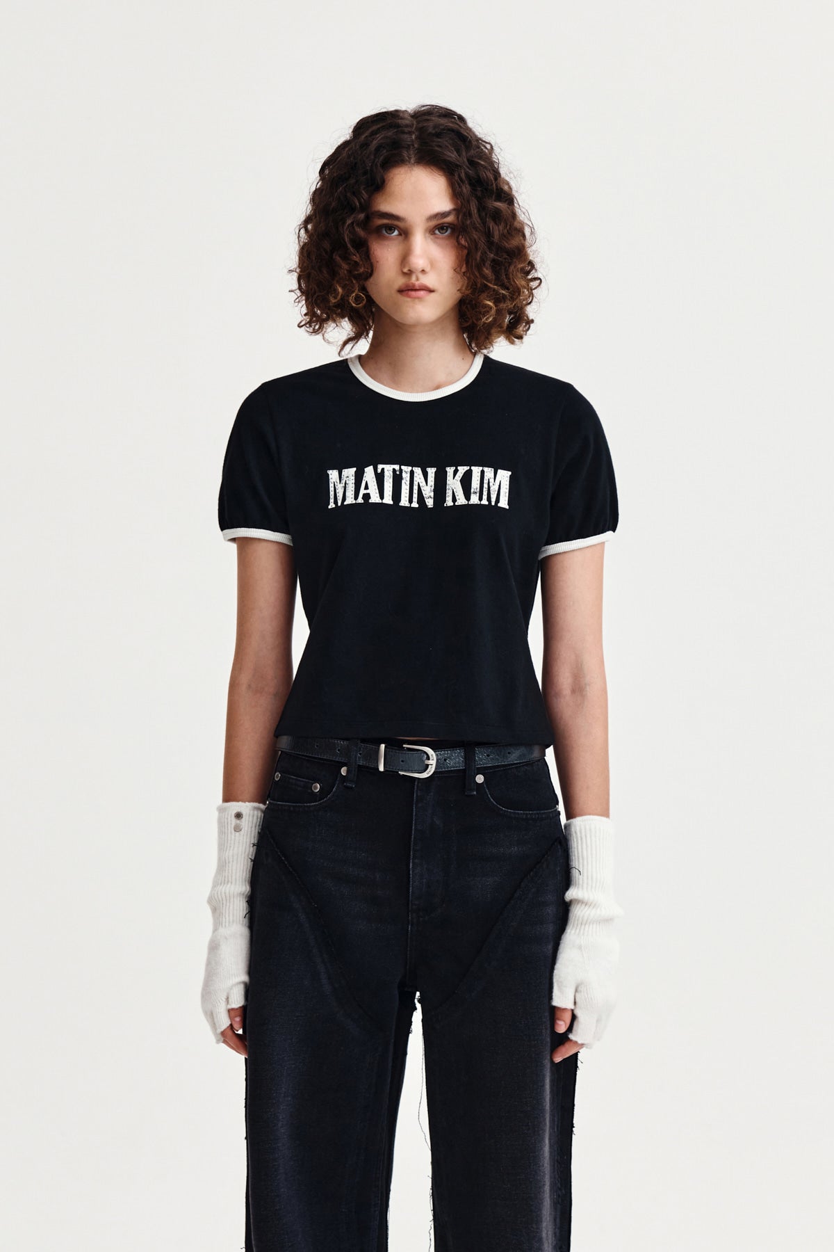Matin Kim - Stud Logo Ringer Top (Black) product image 10 | TRAB K-Fashion Australia