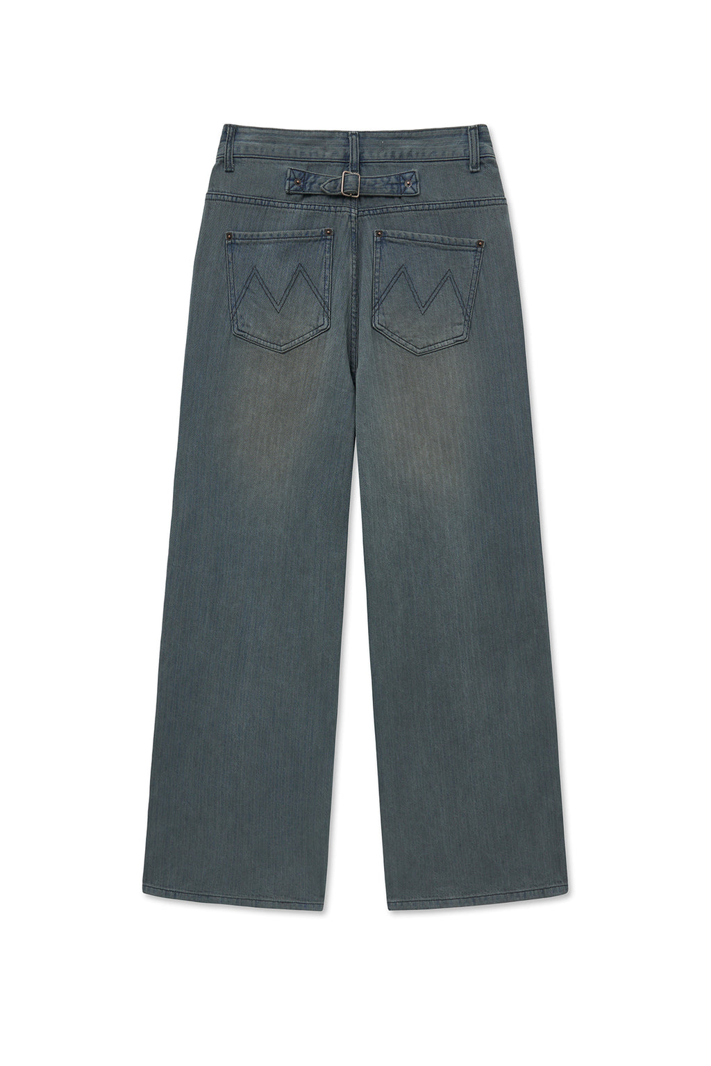 Matin Kim - Herringbone Wide Denim Pants (Smoke Blue) product image 3 | TRAB K-Fashion Australia