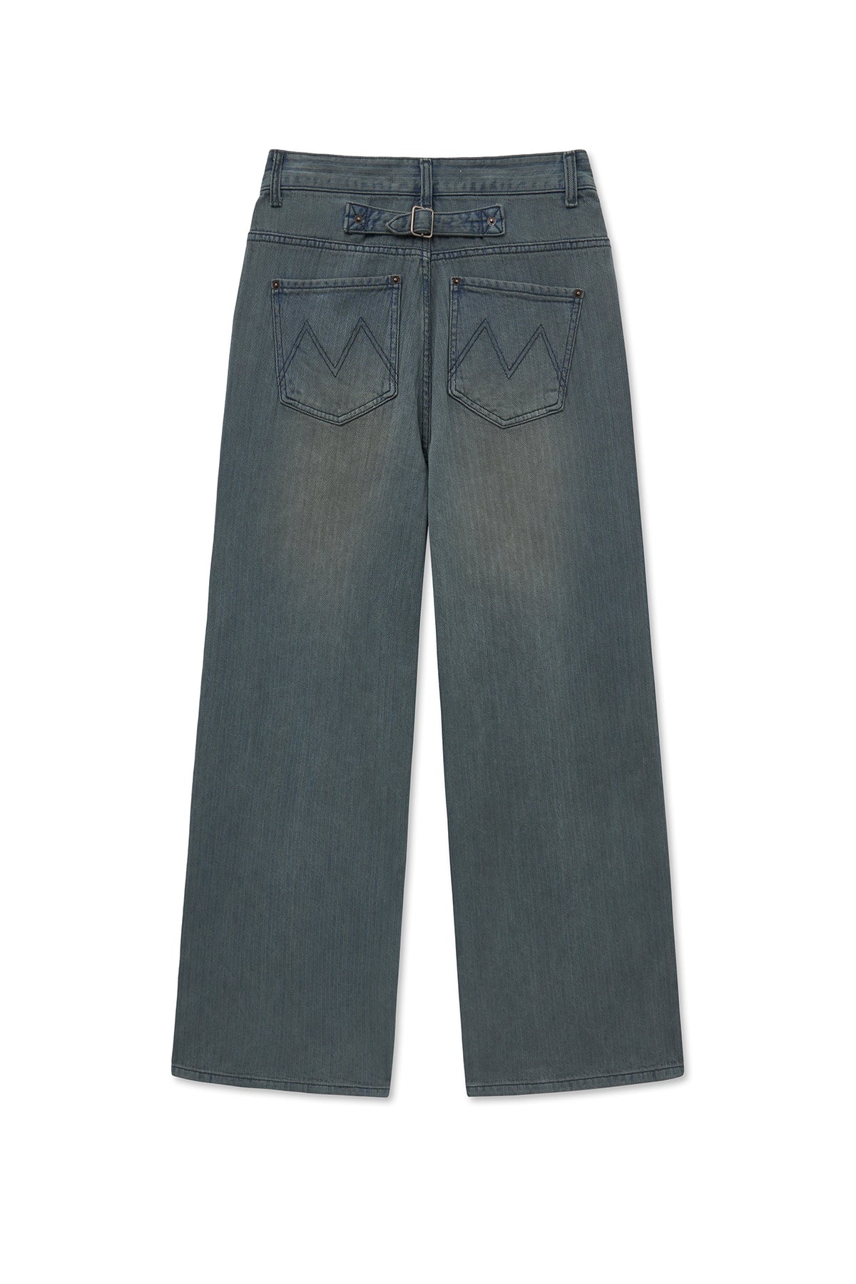Matin Kim - Herringbone Wide Denim Pants (Smoke Blue) product image 3 | TRAB K-Fashion Australia