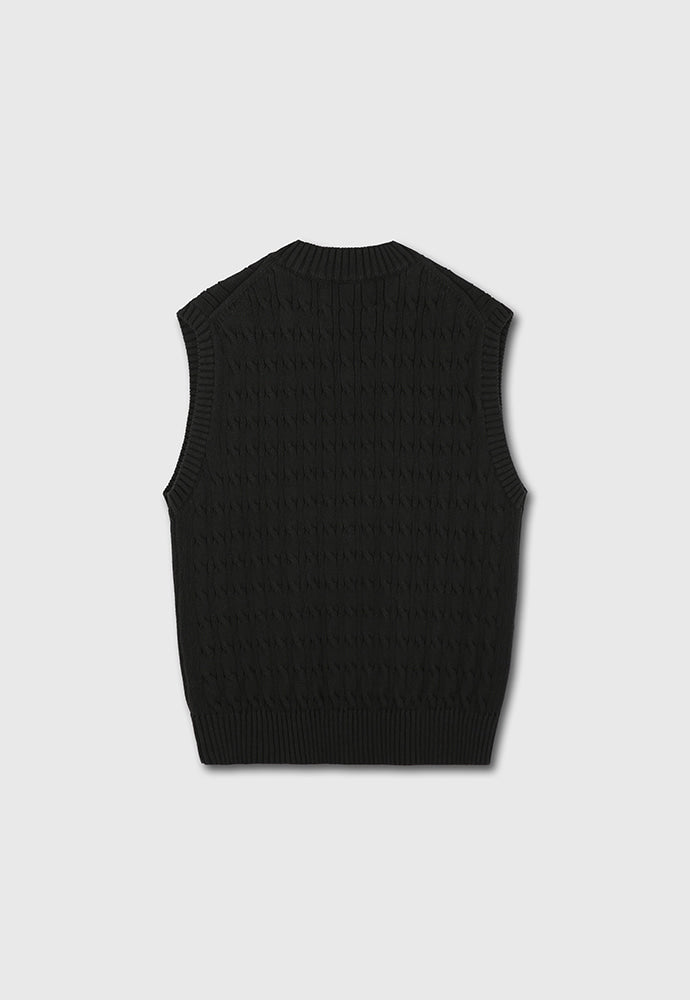 Tonywack - Cotton Twist V-Cable Knit Vest (Black) product image 8 | TRAB K-Fashion Australia
