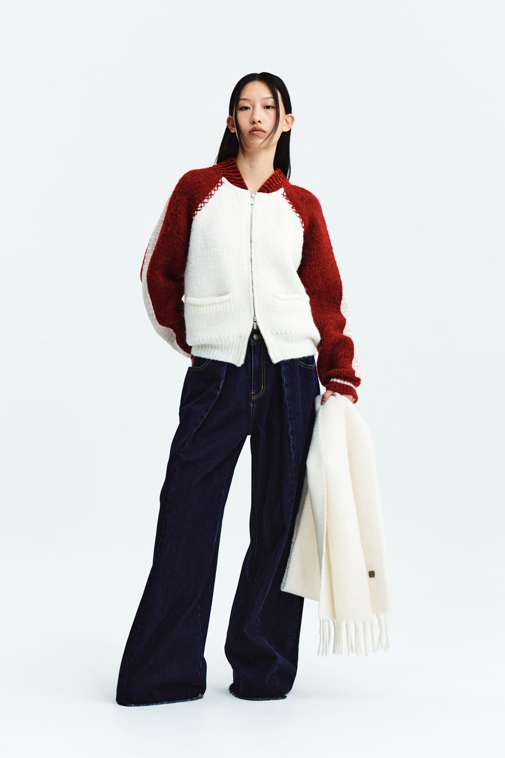 Matin Kim - Tuck Point Wide Denim Pants (Navy) product image 8 | TRAB K-Fashion Australia