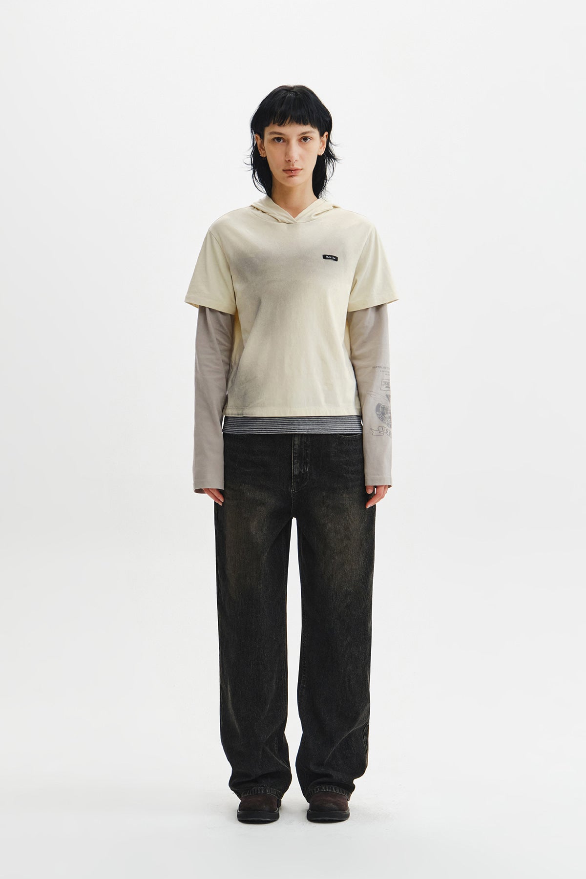 Matin Kim - Dust Washed Layered Hood Top (Butter) product image 7 | TRAB K-Fashion Australia