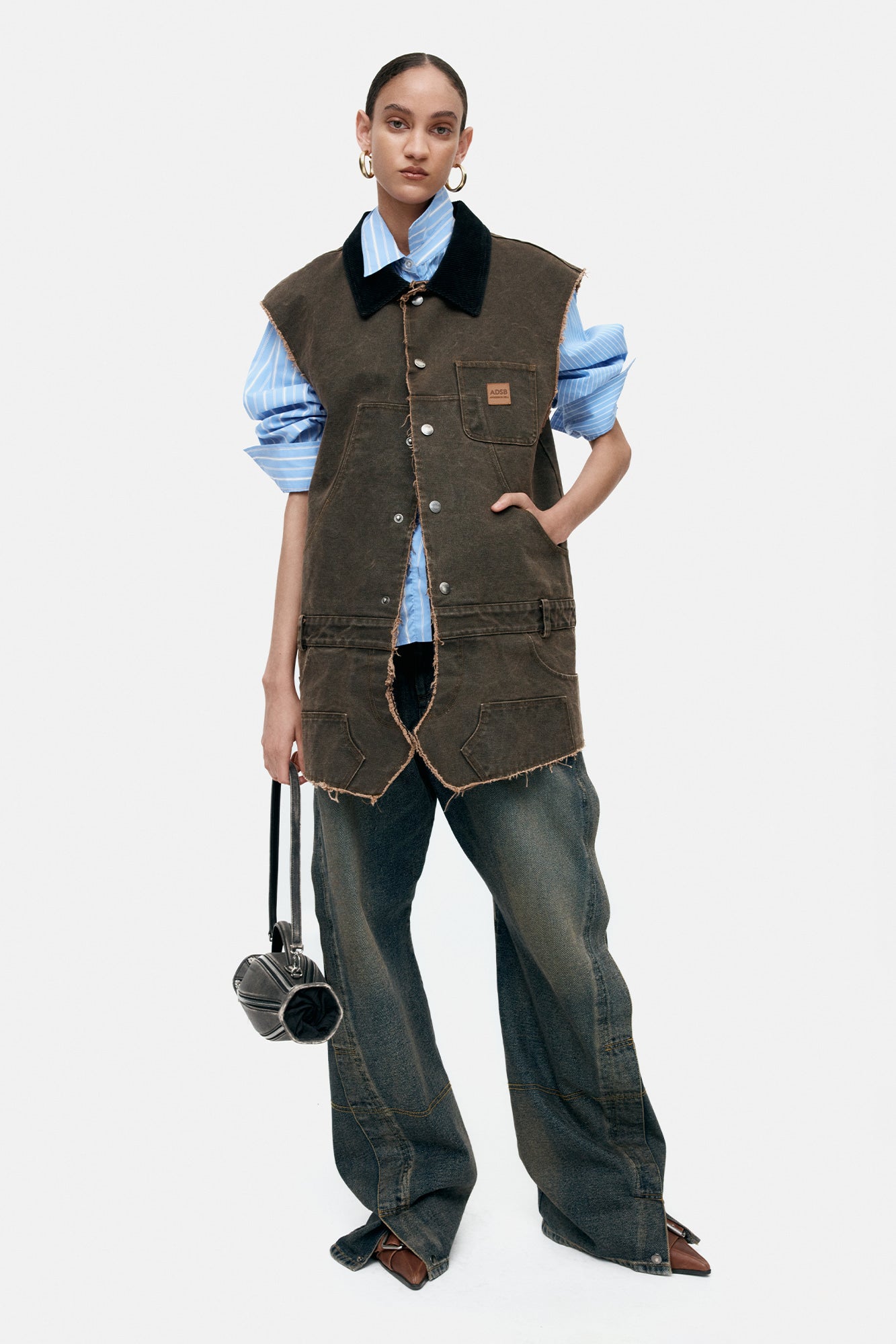 Andersson Bell - Unisex Twisted Zipper Pocket Jeans (Dusty Blue) product image 3 | TRAB K-Fashion Australia