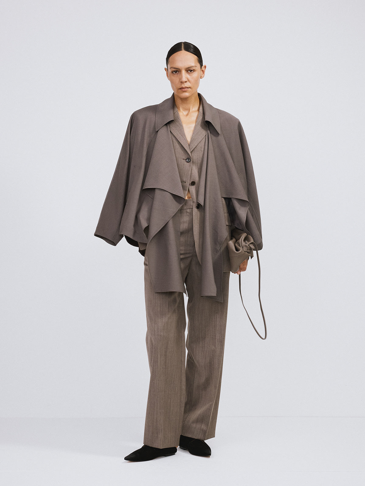 Recto - Muffler Wrap Coat (Sepia Grey) product image 2 | TRAB K-Fashion Australia