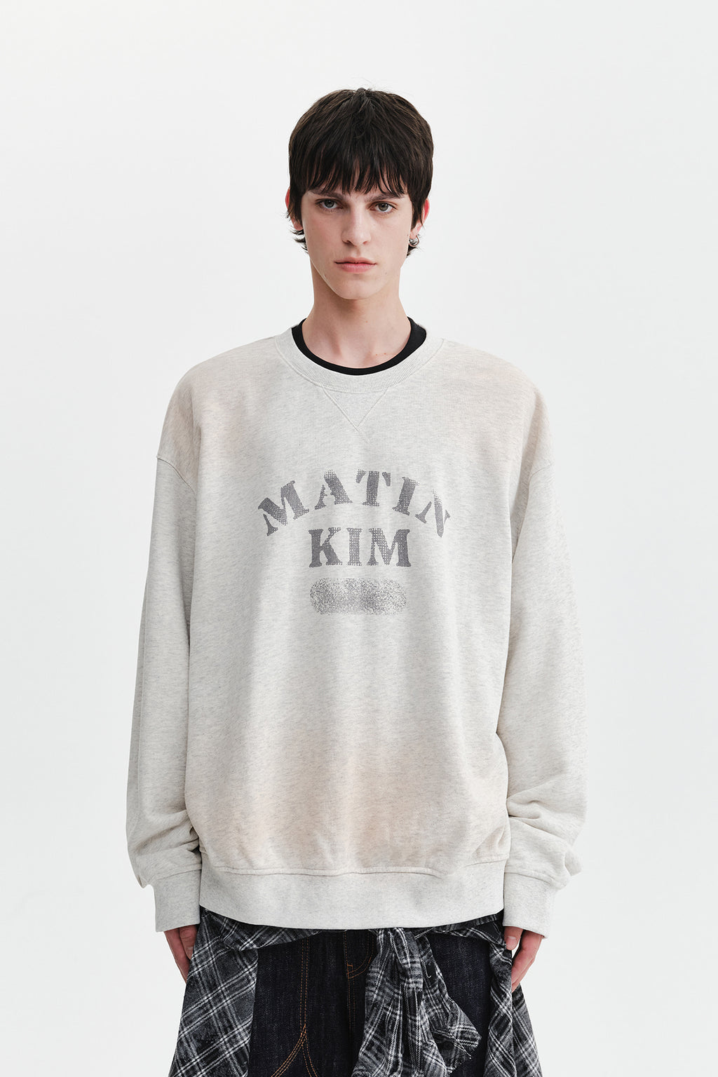 Matin Kim - Vintage Spray Logo Sweatshirt (Light Beige) product image 11 | TRAB K-Fashion Australia