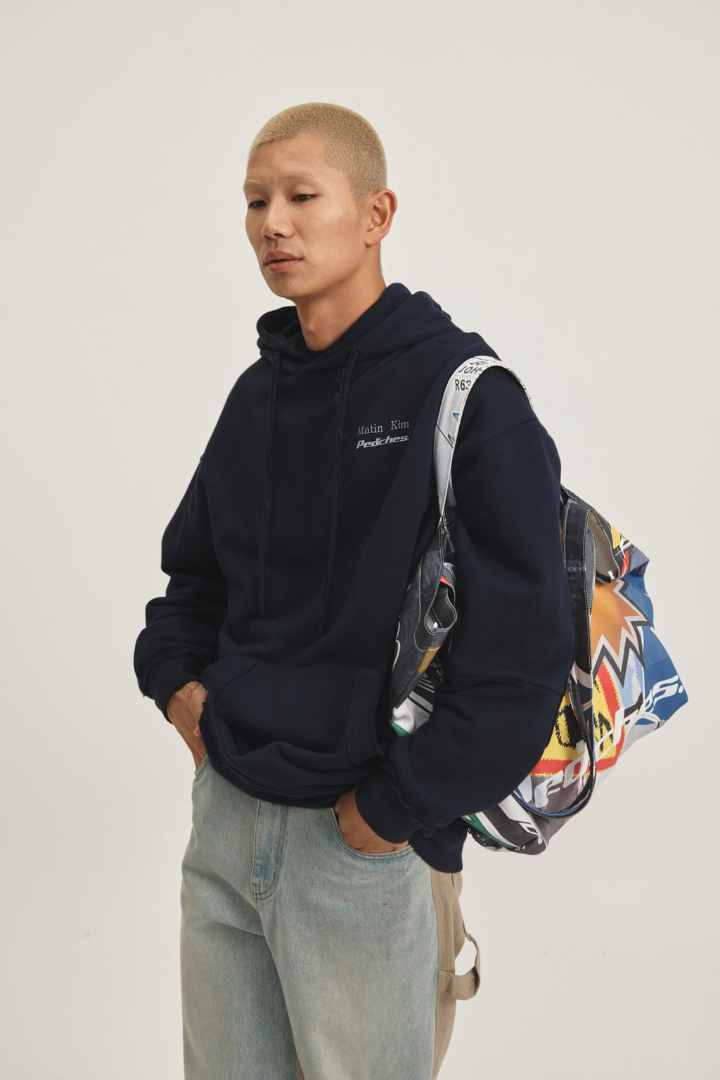 Matin Kim - Peaches Logo Graphic Hoody (Navy) product image 12 | TRAB K-Fashion Australia