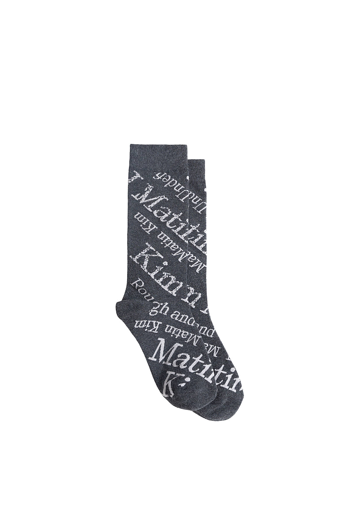 Matin Kim - All-over Logo Jacquard Socks (Charcoal) product image 2 | TRAB K-Fashion Australia