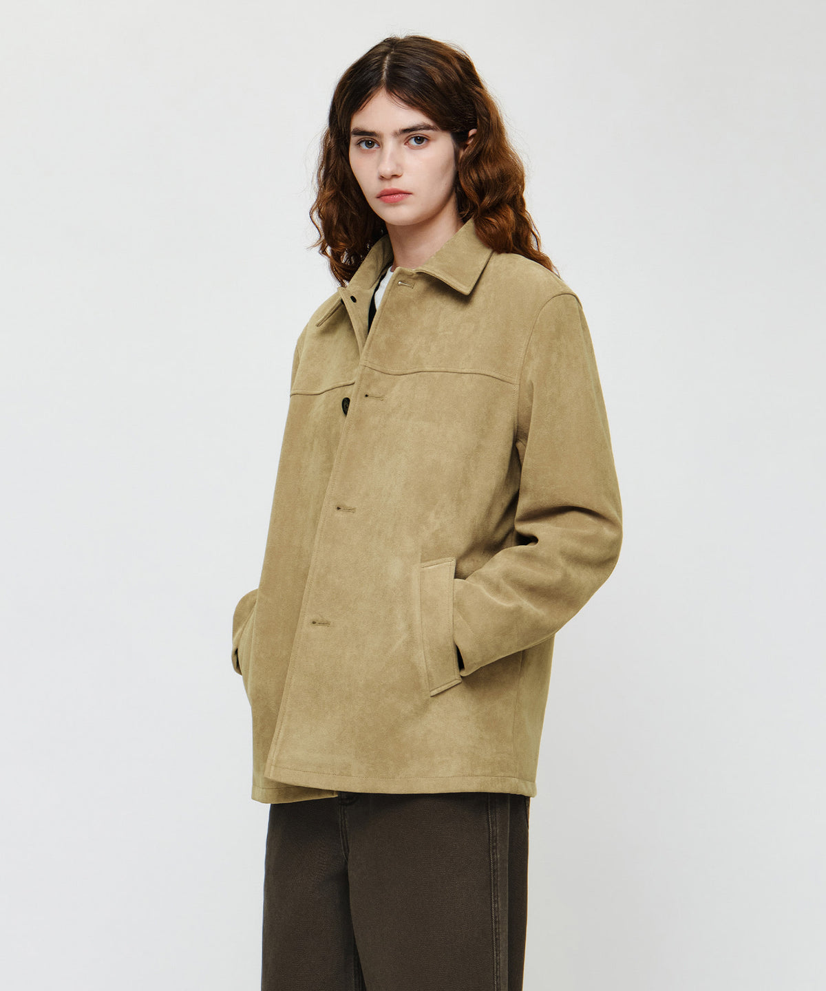 Marithe & Francois Girbaud - Faux Suede Half Jacket (Beige) product image 2 | TRAB K-Fashion Australia