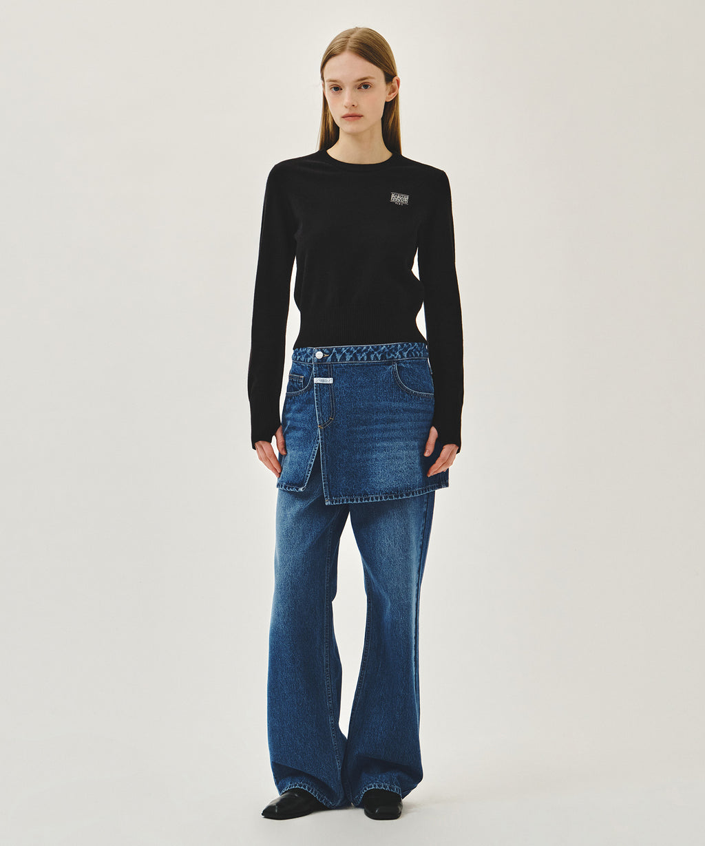 Marithe & Francois Girbaud - Small Classic Logo Crop Knit Pullover (Black) product image 5 | TRAB K-Fashion Australia