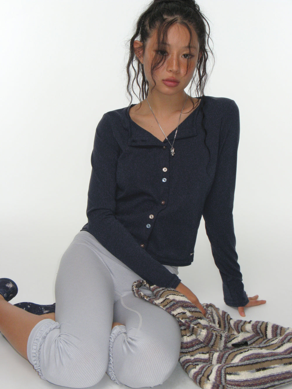 Coyseio - Raw Edge Cardigan (Navy) product image 4 | TRAB K-Fashion Australia