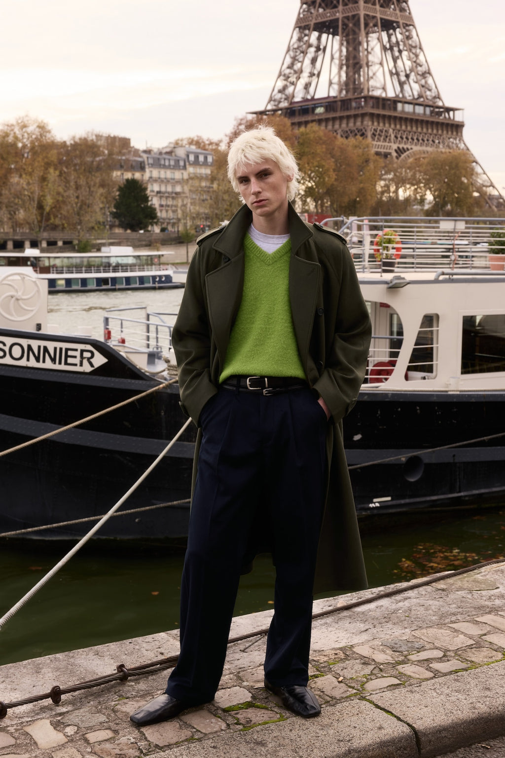 STU - Crease Belt Slacks In Cashmere (Navy) product image 1 | TRAB K-Fashion Australia